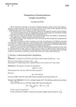 Triangulations of Integral Polytopes, Examples and Problems