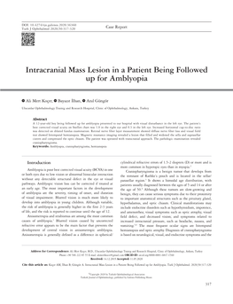 Intracranial Mass Lesion in a Patient Being Followed up for Amblyopia