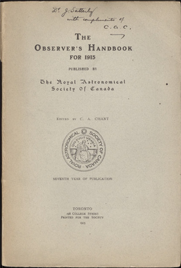 The Observer's Handbook for 1915