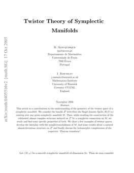 Twistor Theory of Symplectic Manifolds