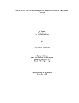 Incorporation of Recombinant Fibronectin Into Genetically Engineered Elastin-Based Polymers