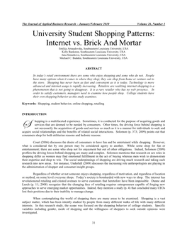 University Student Shopping Patterns: Internet Vs