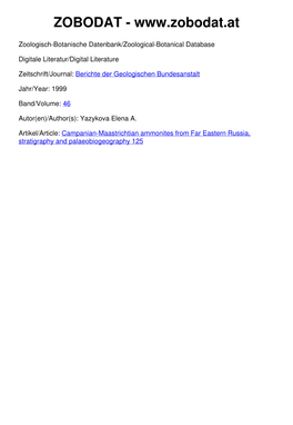 Campanian-Maastrichtian Ammonites from Far Eastern Russia, Stratigraphy and Palaeobiogeography 125 ©Geol