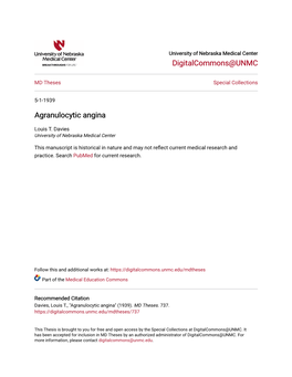 Agranulocytic Angina