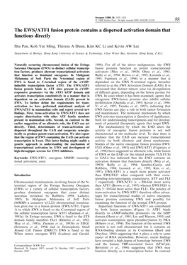 The EWS/ATF1 Fusion Protein Contains a Dispersed Activation Domain That Functions Directly