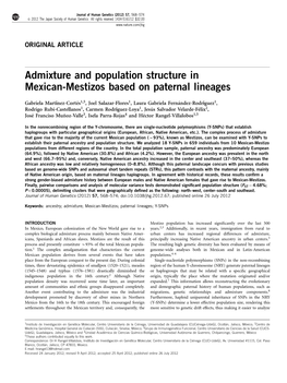 Admixture and Population Structure in Mexican-Mestizos Based on Paternal Lineages