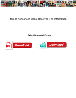 Item Is Announced Bpost Received the Information