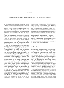 Early Neolithic Sites in Greece Bevond the Thessalian Region