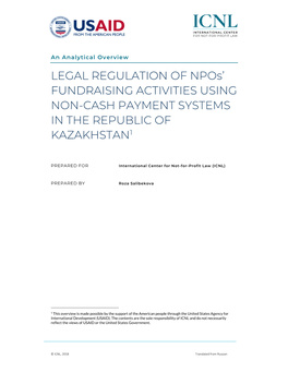 LEGAL REGULATION of Npos' FUNDRAISING ACTIVITIES USING