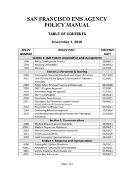 San Francisco Ems Agency Policy Manual