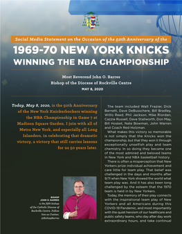 1969-70 New York Knicks Winning the Nba Championship