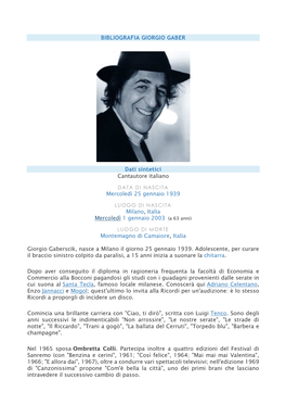 Bibliografia Giorgio Gaber