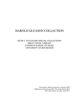 Harold Gleason Collection