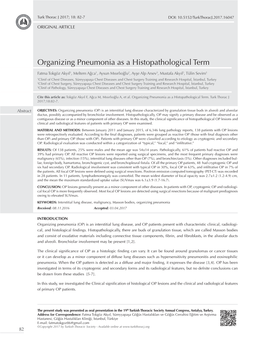 Organizing Pneumonia As a Histopathological Term