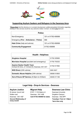 Supporting Asylum Seekers and Refugees in the Swansea Area