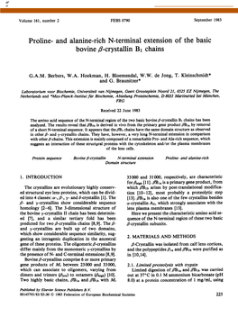 Proline- and Alanine-Rich N-Terminal Extension of the Basic Bovine P-Crystallin B1 Chains