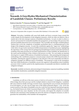 Towards a Geo-Hydro-Mechanical Characterization of Landslide Classes: Preliminary Results