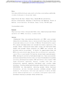 Title Stx2 Induces Differential Gene Expression by Activating Several Pathways and Disturbs Circadian Rhythm Genes in the Proximal Tubule