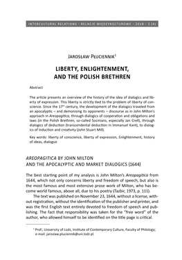 Liberty, Enlightenment, and the Polish Brethren
