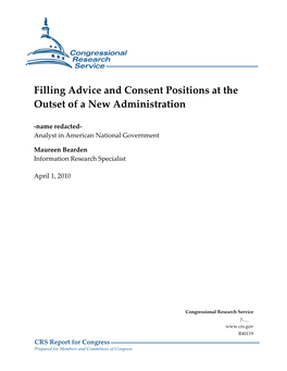 Filling Advice and Consent Positions at the Outset of a New Administration