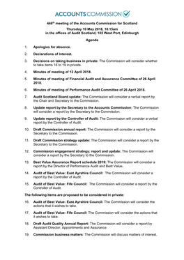 Accounts Commission Agenda and Papers 10 May 2018