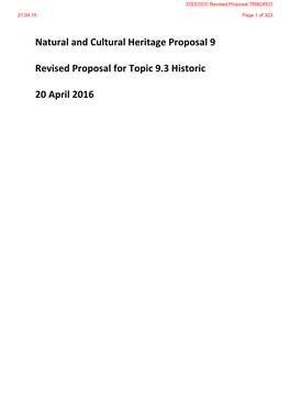 Natural and Cultural Heritage Proposal 9 Revised Proposal For