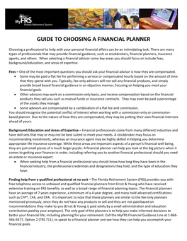 Guide to Choosing a Financial Planner