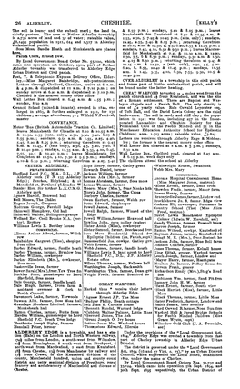 CHESHIRE. [KELLY's the Soil Is Loamy and the Subsoil Marl; the Land Is & 8.55· P.M.; Sundays, 5·4O & 8.15 P.M.; Leaves Chiefly Pasture