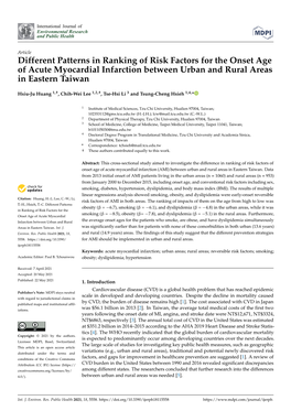 Different Patterns in Ranking of Risk Factors for the Onset Age of Acute Myocardial Infarction Between Urban and Rural Areas in Eastern Taiwan