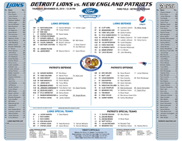 Detroit Lions Vs. New England Patriots