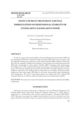 Wood Research Effect of Heat Treatment and Wax