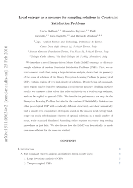 Local Entropy As a Measure for Sampling Solutions in Constraint