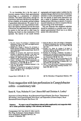 Toxic Megacolon with Late Perforation in Campylobacter Colitis