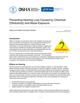 Preventing Hearing Loss Caused by Chemical (Ototoxicity) and Noise Exposure