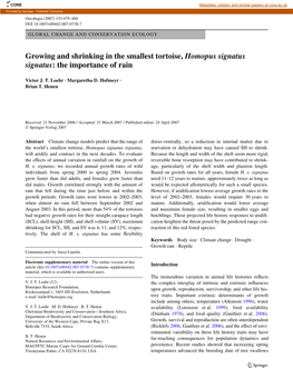 Growing and Shrinking in the Smallest Tortoise, Homopus Signatus Signatus: the Importance of Rain