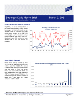 Strategas Daily Macro Brief March 3, 2021 Prepared by Strategas Securities, a Baird Company