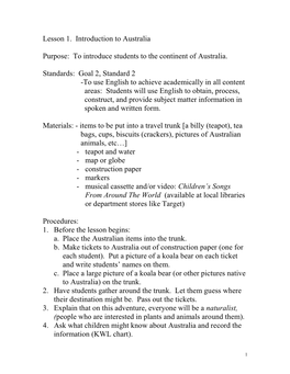 Lesson 1. Introduction to Australia Purpose: to Introduce Students To