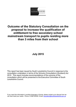 School Transport Consultation Report