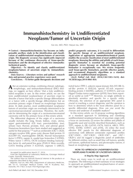 Immunohistochemistry in Undifferentiated Neoplasm/Tumor of Uncertain Origin