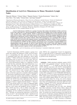 Identification of Acyl-Coa Thioesterase in Mouse Mesenteric Lymph Nodes