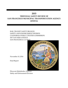 CPUC 2015 Triennial Audit Report