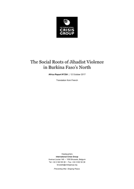 254 the Social Roots of Jihadist Violence in Burkina Fasos North