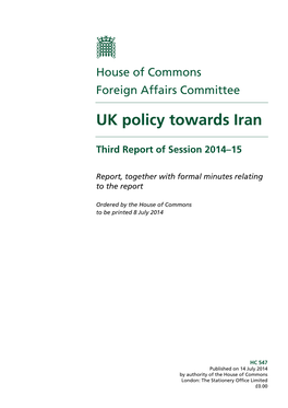 UK Policy Towards Iran