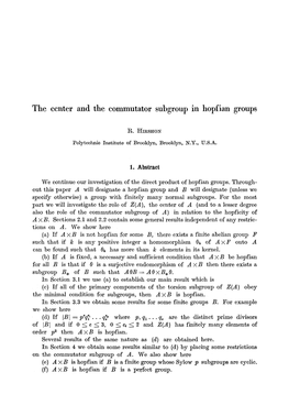 The Center and the Commutator Subgroup in Hopfian Groups