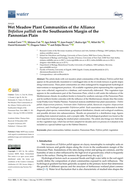 Wet Meadow Plant Communities of the Alliance Trifolion Pallidi on the Southeastern Margin of the Pannonian Plain