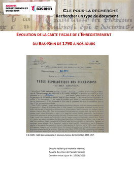 Évolution De La Carte Fiscale De L'enregistrement Du Bas-Rhin De