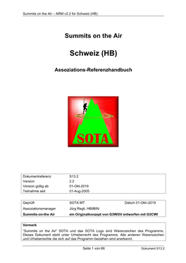 Summits on the Air – ARM V2.2 Für Schweiz (HB)