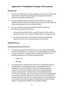 Appendix D: Profitability of Google and Facebook