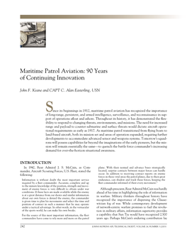 Maritime Patrol Aviation: 90 Years of Continuing Innovation