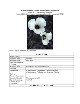 Draft Plant Propagation Protocol